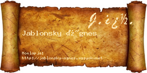 Jablonsky Ágnes névjegykártya